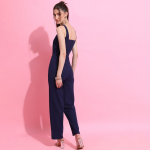 Navy Blue Square Neck Basic Jumpsuit
